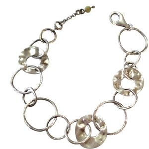 Silpada B1217 Paper Chain 925 Sterling Silver Hammered Circle Bracelet